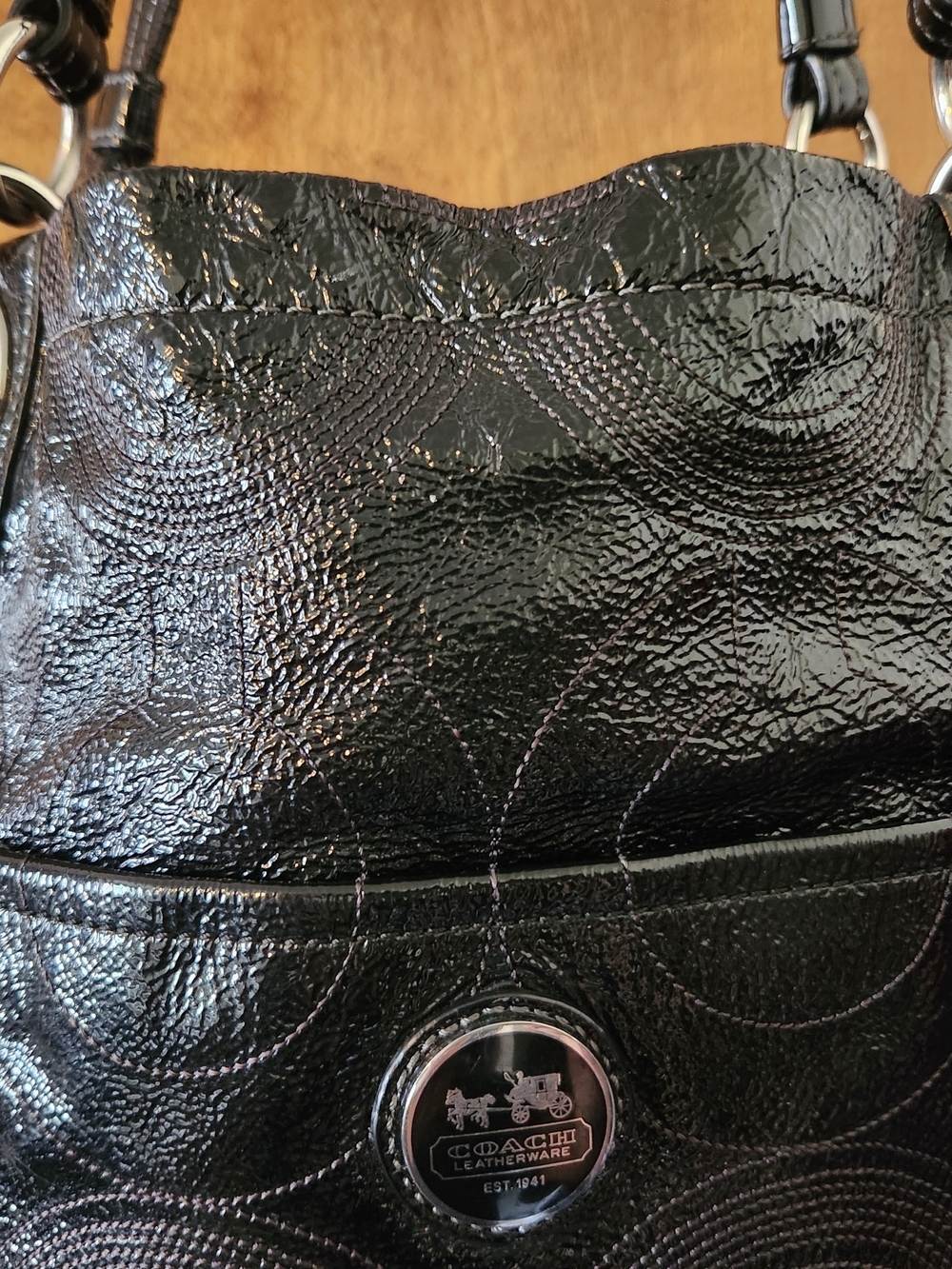 Coach Alex Patent Leather Tote Bag - Picture 3 of 16
